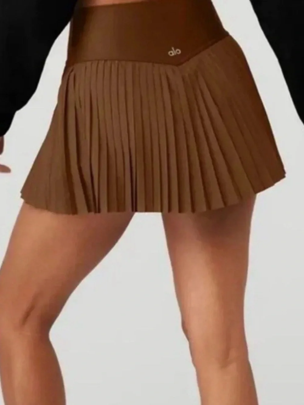 ALO Yoga Brown Pleated Skater Skirt